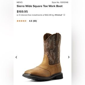 Mens Ariat Sierra Square Toe Work Boot